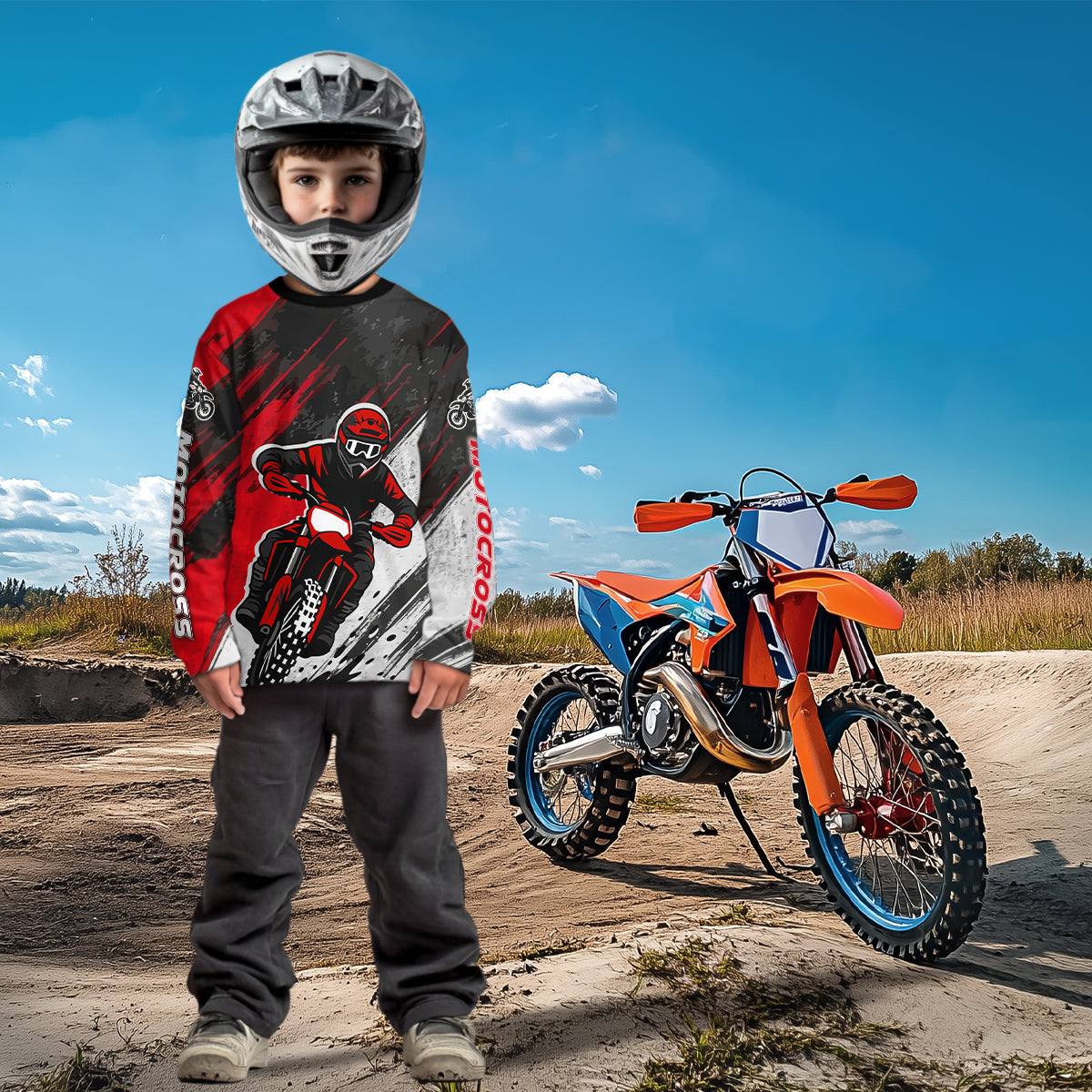 Red and Black Motocross Racing Jersey for Women Kid Men Dirt Bike Off road Shirt XM474