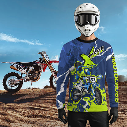 Lightning Motocross Jersey Custom Blue Dirt Bike Shirts Men Kid Women Off Road Jersey XM408