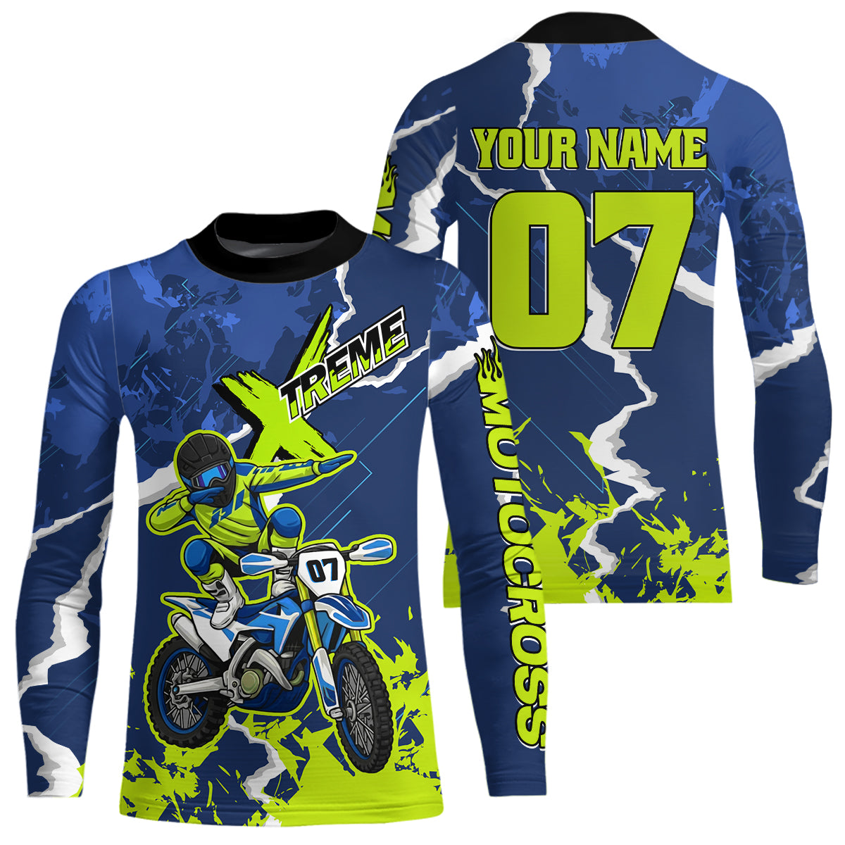 Lightning Motocross Jersey Custom Blue Dirt Bike Shirts Men Kid Women Off Road Jersey XM408