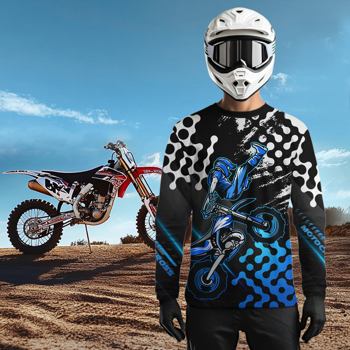 Blue Custom Motocross Racing Jersey for Women Kid Men Dirt Bike Shirts Off road Shirt XM476