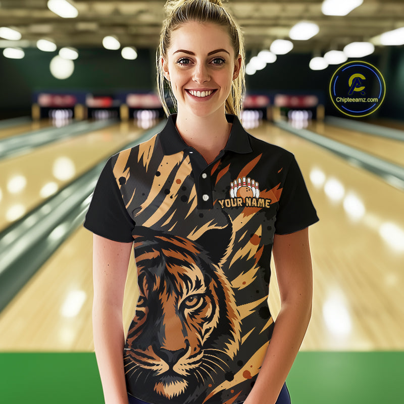 Tiger Bowling Shirts for Team Women Men Custom Tiger Bowling Polo & 1/4 Zip Shirt MBL183