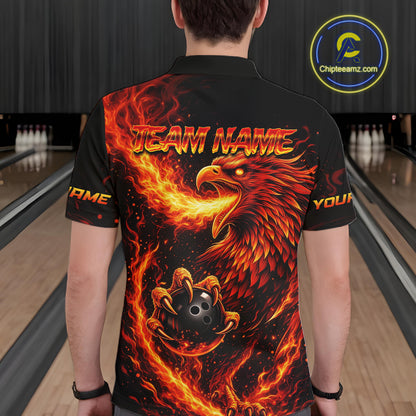 Flaming Eagle Bowling Shirts for Team Women Men Bowling Polo & 1/4 Zip Shirt Custom MBL243