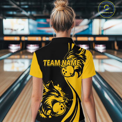 Yellow Wolf Bowling Shirts for Team Men Women Custom Wolf Bowling Jerseys for Couples MBL197