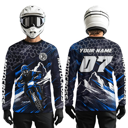 Blue Motocross Racing Jersey for Kids Women Men Dirt Bike Shirts Motorcycle Riding Shirt XM493