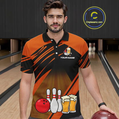 Funny Beer Bowling Shirts Orange Bowling Jersey for Team Women Men Bowl League MBL261