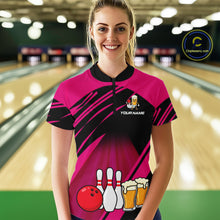 Load image into Gallery viewer, Funny Beer Bowling Shirts Pink Bowling Jersey for Team Women Men Bowl League MBL261