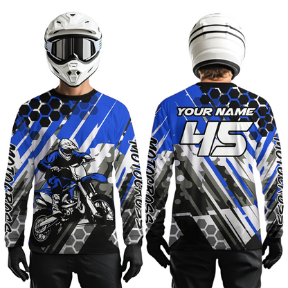 Blue Motocross Racing Jersey Kid Women Men Custom Dirt Bike Shirts Riding Shirt XM423