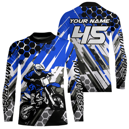 Blue Motocross Racing Jersey Kid Women Men Custom Dirt Bike Shirts Riding Shirt XM423