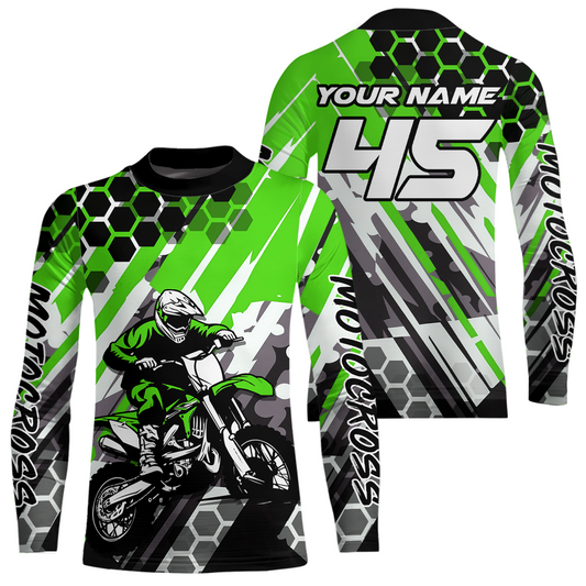 Green Motocross Racing Jersey Kid Women Men Custom Dirt Bike Shirts Riding Shirt XM423