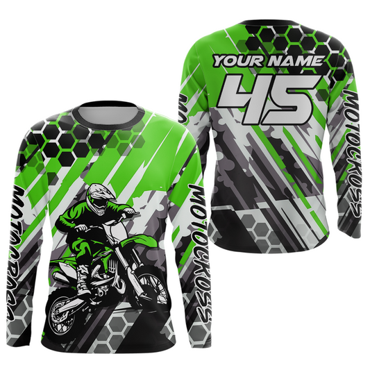 Green Motocross Racing Jersey Kid Women Men Custom Dirt Bike Shirts Riding Shirt XM423