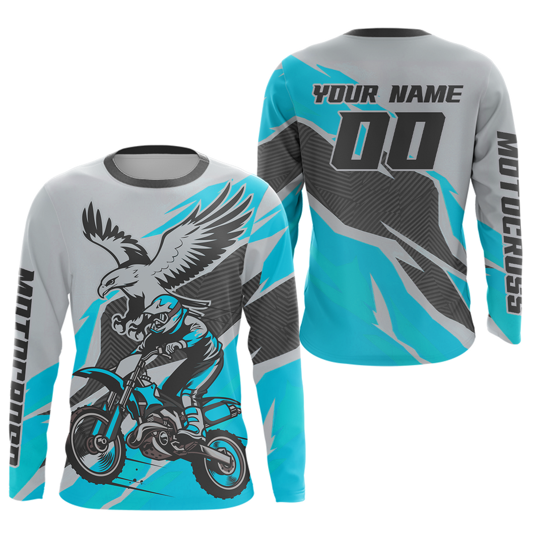 Turquoise Eagle Custom Motocross Jersey Men Women Kid Dirt Bike Shirts Motorcycle Shirt XM435