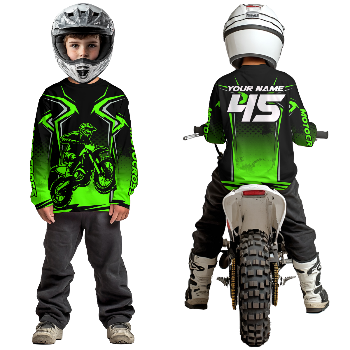 Custom Green Motocross Racing Jersey Men Women Kid Dirt Bike Shirts Motorcycle Shirt XM442