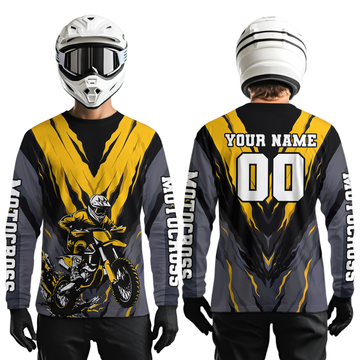 Custom Yellow Motocross Racing Jersey for Men Women Kid Dirt Bike Shirts Riding Shirt XM443