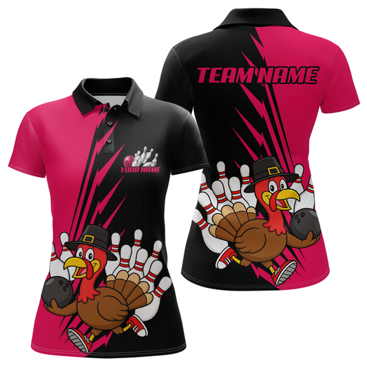 Pink Turkey Bowling Shirts for Women Men Team Custom Bowling Jerseys Thanksgiving MBL180
