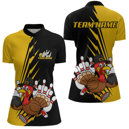 Yellow Turkey Bowling Shirts for Women Men Team Custom Bowling Jerseys Thanksgiving MBL180