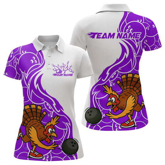 Custom Purple Turkey Bowling Shirts for Women Men Team Bowling Jerseys Thanksgiving MBL181