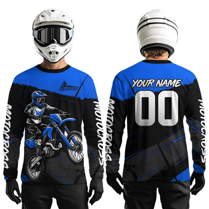 Blue Motocross Jersey for Men Women Kid Dirt Bike Shirts Custom Off road Riding Shirt XM463