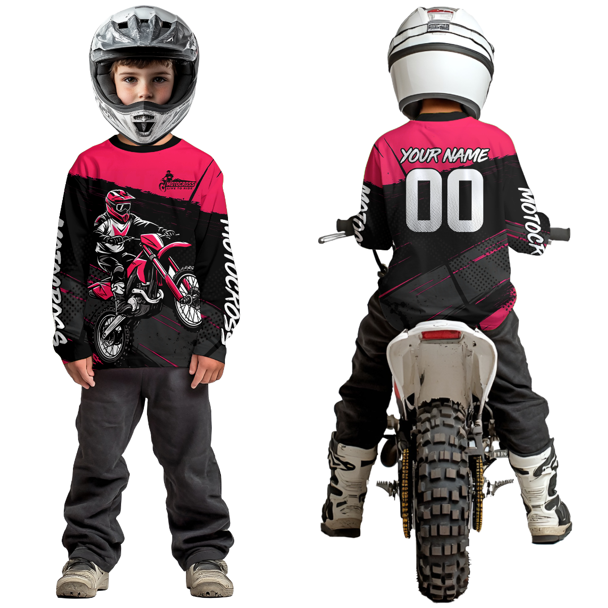 Pink Motocross Jersey for Men Women Kid Dirt Bike Shirts Custom Off road Riding Shirt XM463