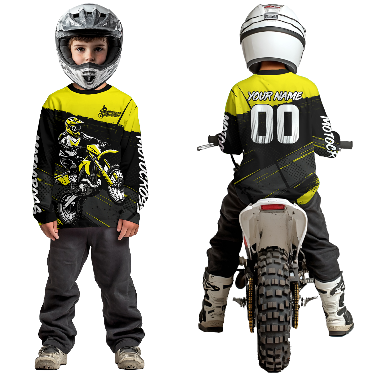 Yellow Motocross Jersey for Men Women Kid Dirt Bike Shirts Custom Off road Riding Shirt XM463