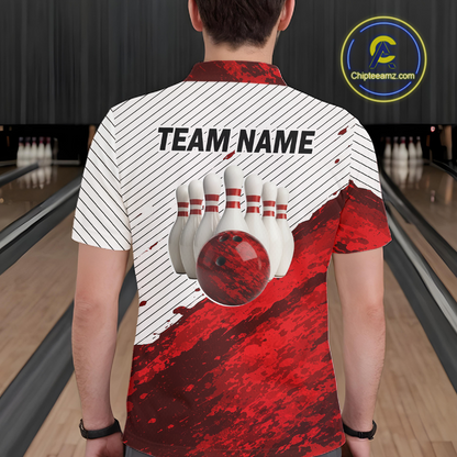 Red Bowling Shirts for Women Men Custom Bowling Jerseys Polo $ 1/4 Zip for Team MBL219
