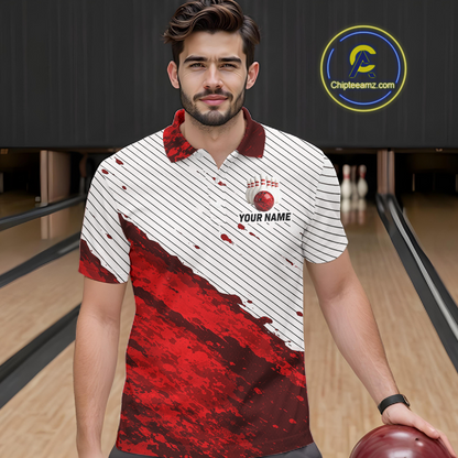 Red Bowling Shirts for Women Men Custom Bowling Jerseys Polo $ 1/4 Zip for Team MBL219
