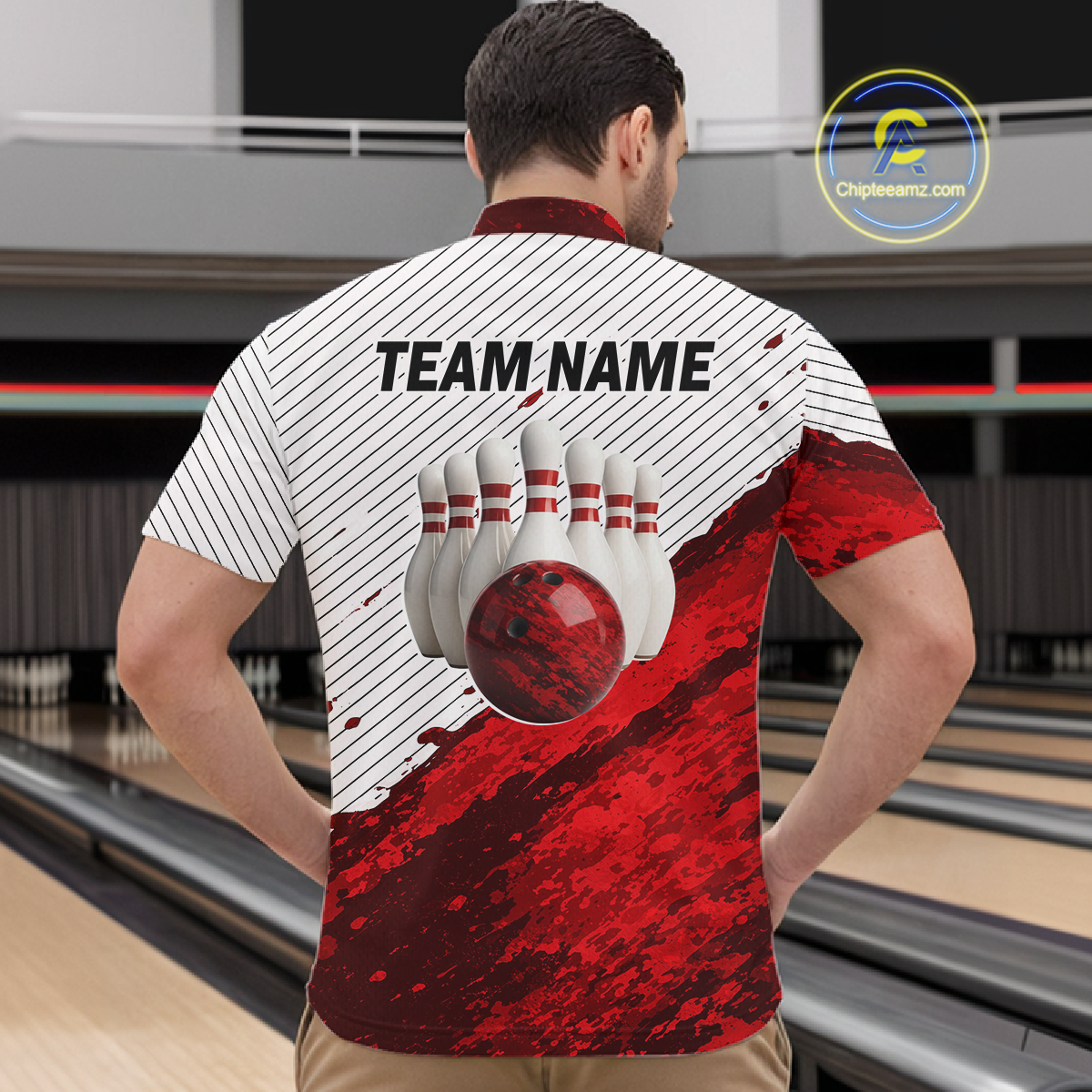 Red Bowling Shirts for Women Men Custom Bowling Jerseys Polo $ 1/4 Zip for Team MBL219