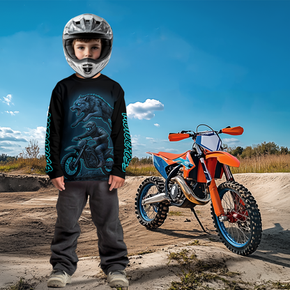 Custom Wolf Motocross Jersey Blue Dirt Bike Shirts for Men Kid Women Riding Jersey XM399