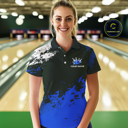 Blue Custom Bowling Shirts for Women Men Bowling Jersey Polo&1/4 Zip Shirt for Team MBL224