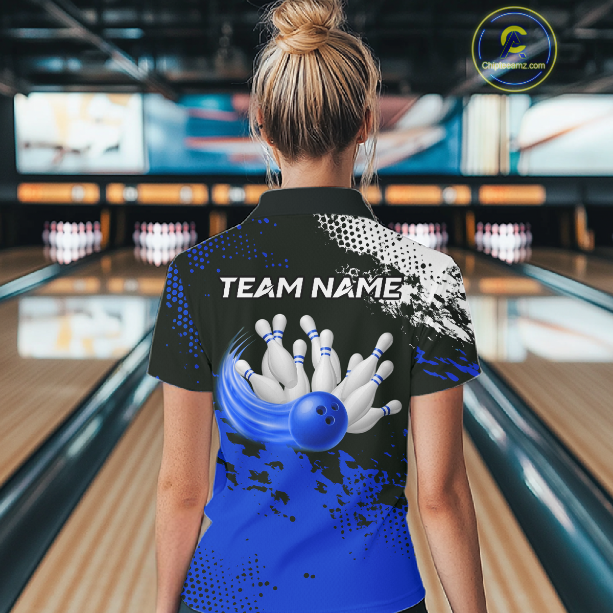 Blue Custom Bowling Shirts for Women Men Bowling Jersey Polo&1/4 Zip Shirt for Team MBL224