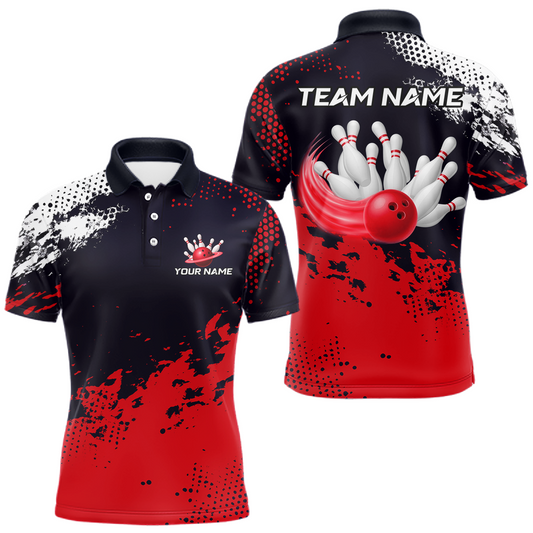 Red Custom Bowling Shirts for Women Men Bowling Jersey Polo&1/4 Zip Shirt for Team MBL224