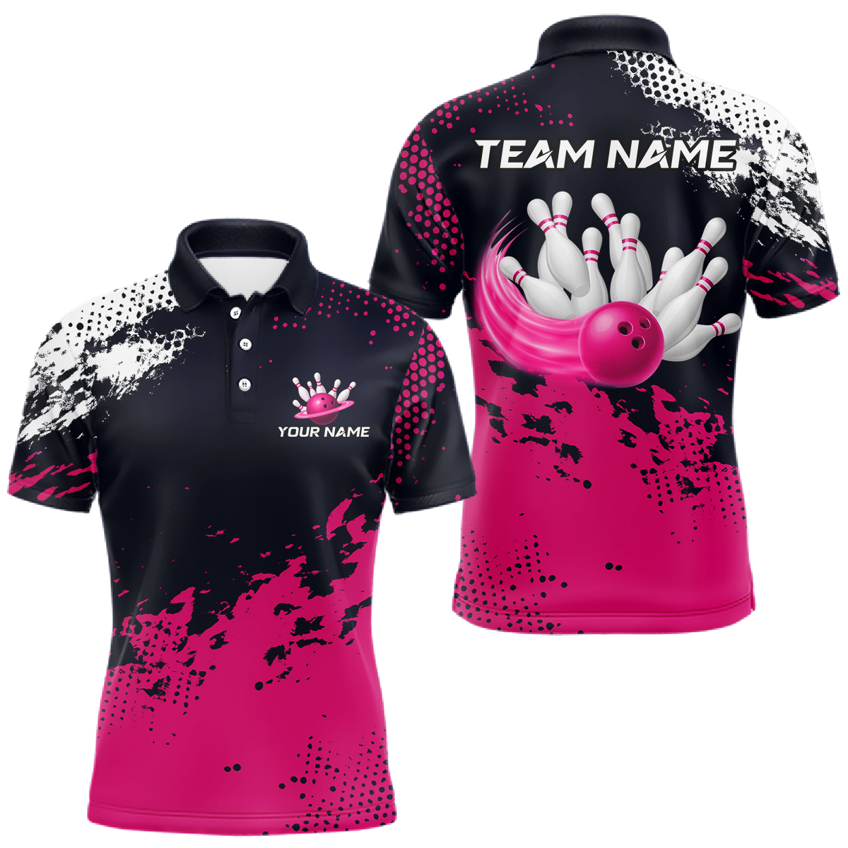 Pink Custom Bowling Shirts for Women Men Bowling Jersey Polo&1/4 Zip Shirt for Team MBL224