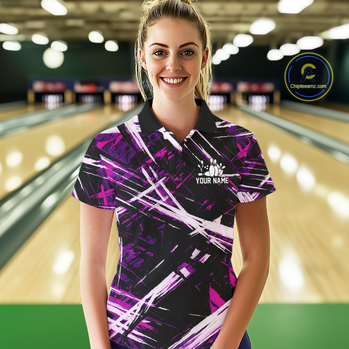 Custom Purple Bowling Shirts for Team Women Men Bowling Polo and 1/4 Zip Shirt MBL228