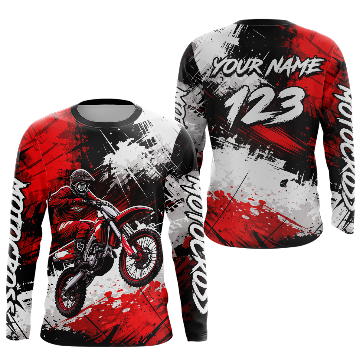 Custom Red Motocross Jersey for Kid Adult Dirt Bike Shirts Men Women Riding Shirt XM491