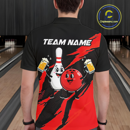 Red Funny Beer Bowling Shirts Beer Bowling Jersey Team Women Men Bowl League MBL258