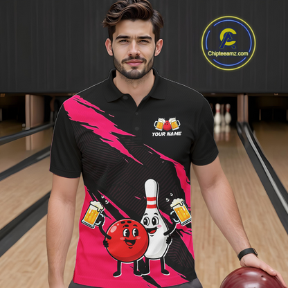 Pink Funny Beer Bowling Shirts Beer Bowling Jersey Team Women Men Bowl League MBL258
