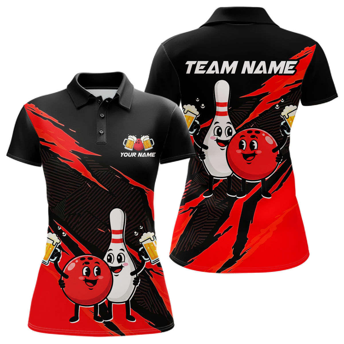 Red Funny Beer Bowling Shirts Beer Bowling Jersey Team Women Men Bowl League MBL258