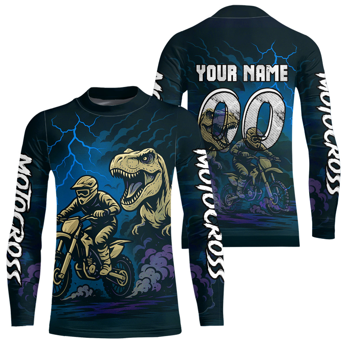Blue Dinosaur Motocross Jersey Dirt Bike Shirts for Men Kid Women Racing Jersey XM414