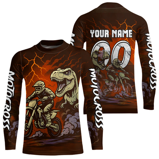 Orange Dinosaur Motocross Jersey Dirt Bike Shirts for Men Kid Women Racing Jersey XM414