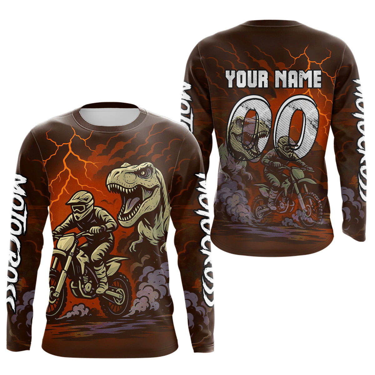 Orange Dinosaur Motocross Jersey Dirt Bike Shirts for Men Kid Women Racing Jersey XM414
