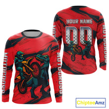 Load image into Gallery viewer, Dinosaur Motocross Jersey Custom Men Women Kid Dirt Bike Shirts Red Motorcycle Shirt XM437