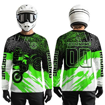 Custom Green Motocross Racing Jersey for Men Women Kid Dirt Bike Shirts Riding Shirt XM445