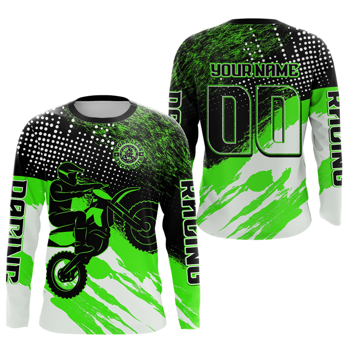Custom Green Motocross Racing Jersey for Men Women Kid Dirt Bike Shirts Riding Shirt XM445
