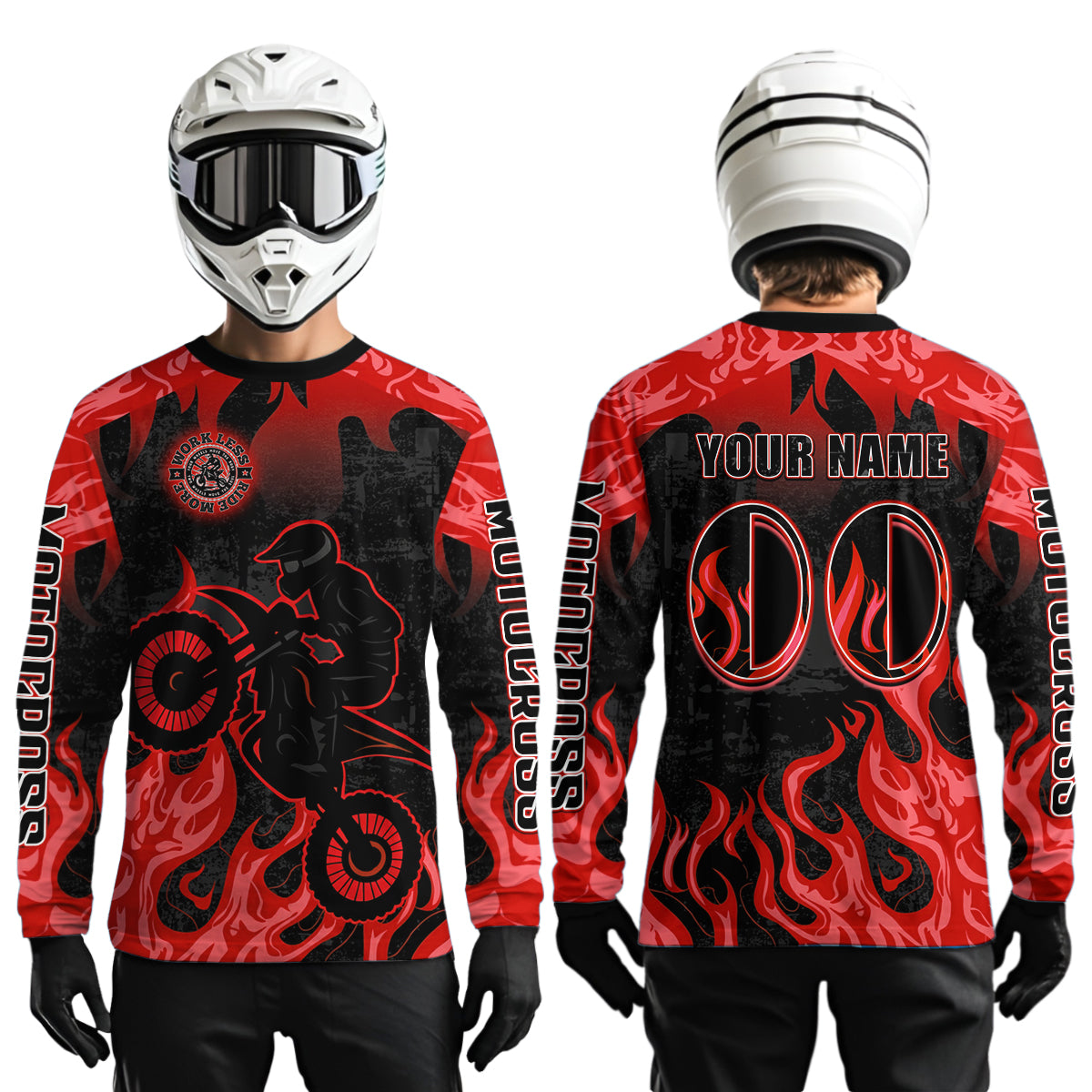 Red Flaming Motocross Racing Jersey Men Women Kid Dirt Bike Shirts Motorcycle Shirt XM447
