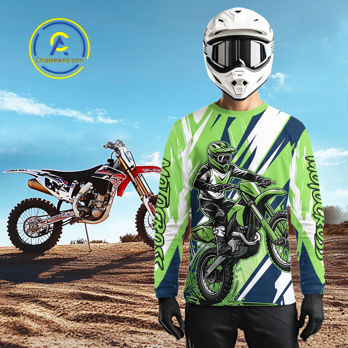 Green Motocross Jersey for Men Women Kid Dirt Bike Shirts Custom Off road Riding Shirt XM466