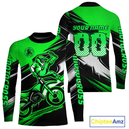 Custom Green Motocross Jersey Men Kid Women Dirt Bike Jersey Motorcycle Riding Shirt XM486