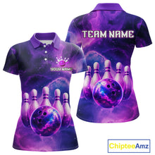 Load image into Gallery viewer, Galaxy Purple Bowling Shirts Yellow for Team Women Men Bowling Polo &amp; 1/4 Zip Shirt MBL246