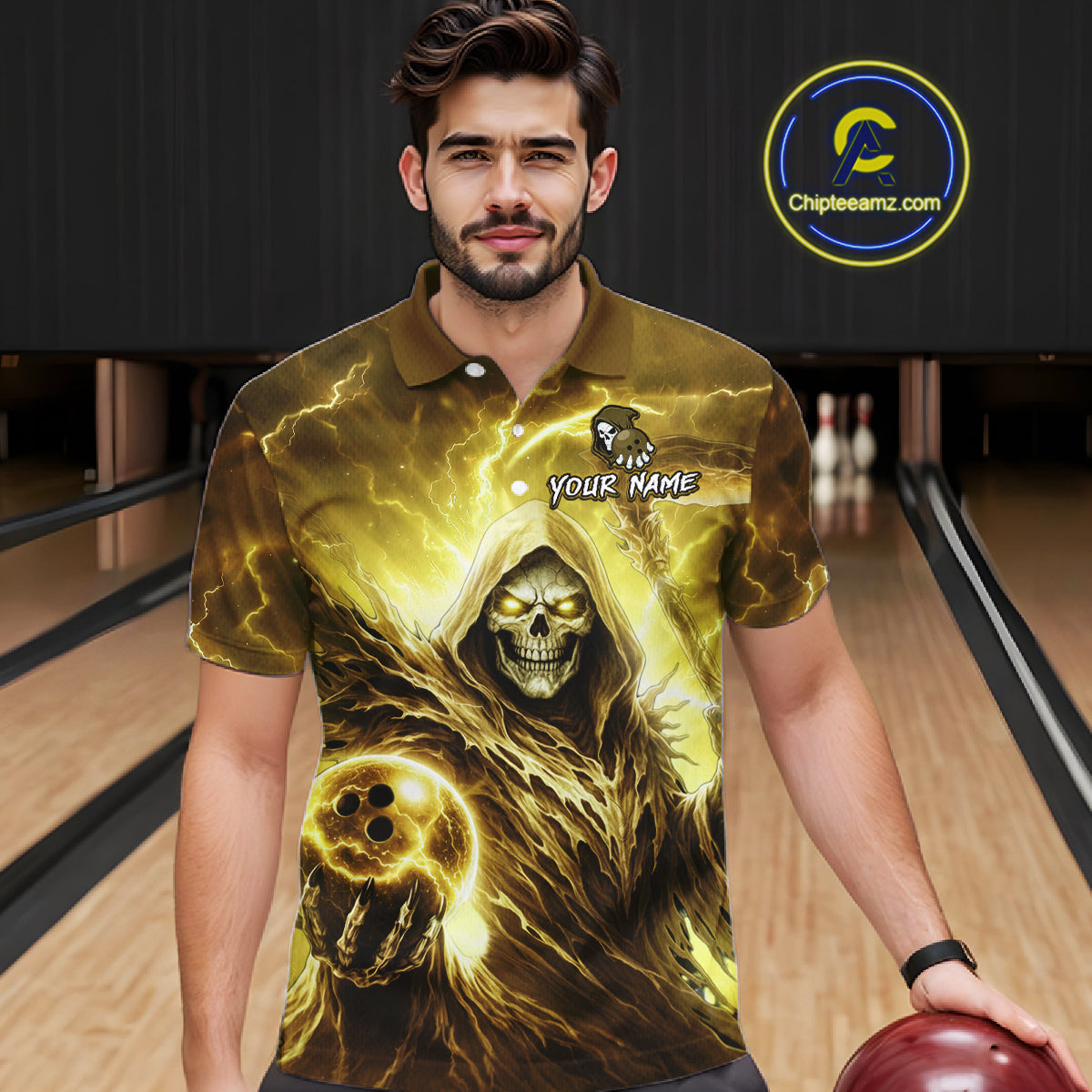 Yellow Bowling Shirts for Team Women Men Custom Death Bowling Jersey Bowl League MBL248