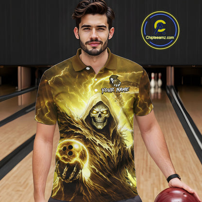 Yellow Bowling Shirts for Team Women Men Custom Death Bowling Jersey Bowl League MBL248
