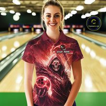 Load image into Gallery viewer, Red Bowling Shirts for Team Women Men Custom Death Bowling Jersey Bowl League MBL248