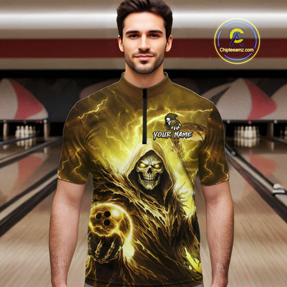 Yellow Bowling Shirts for Team Women Men Custom Death Bowling Jersey Bowl League MBL248